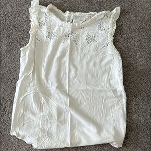 LOFT Women's White & Lace Top